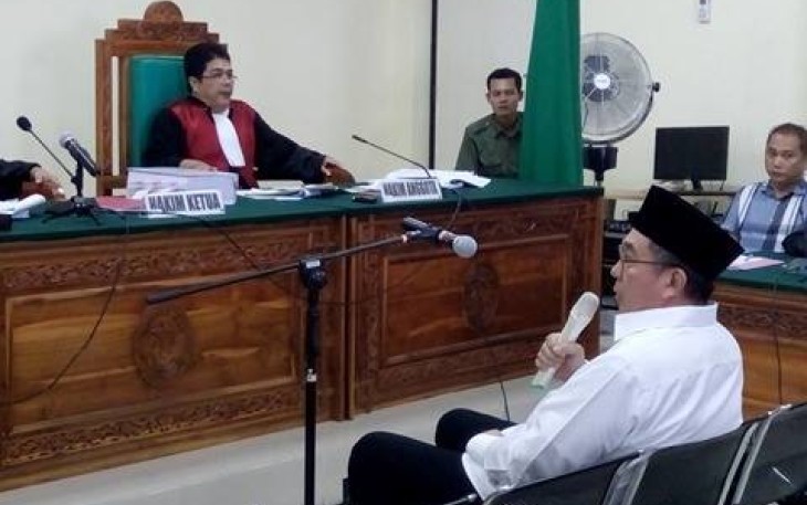 Ridwan Mukti saat bersaksi di sidang Jhoni Wijaya kuasa Direktur PT SMS wilayah Provinsi Bengkulu, Selasa (03/09/2017)