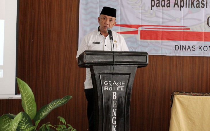 Sekretaris Daerah Provinsi Bengkulu Nopian Andusti saat membuka Workshop Pemanfaatan Sertifikat Elektronik.