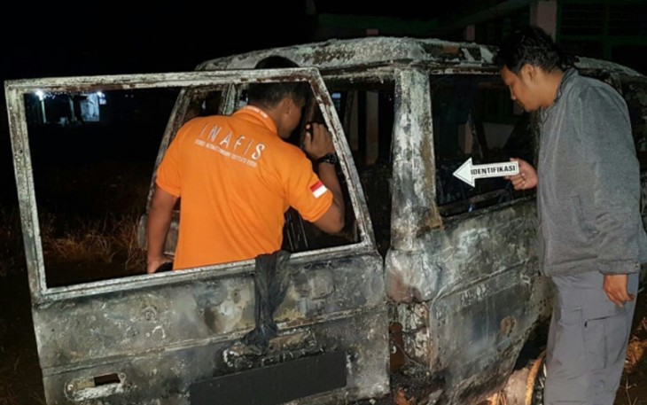 Kondisi Mobil usai terbakar.