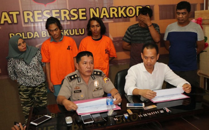 Press conference Direktorat Reserse Narkoba Polda Bengkulu Senin (27/08/2018).