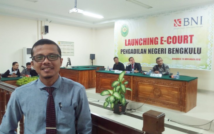 Jecky Haryanto salah satu advokat saat menghadiri Launching E-Court di PN Bengkulu