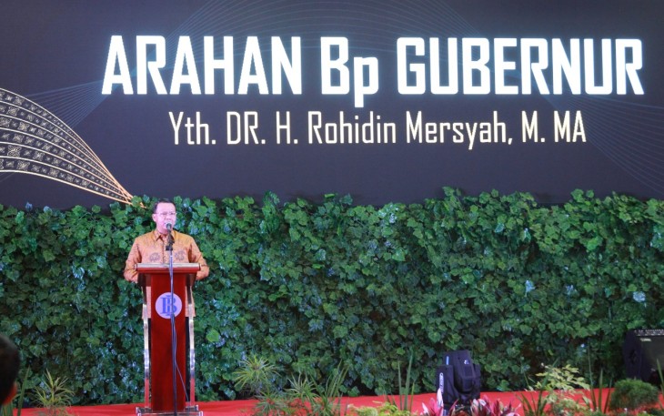 Gubernur Bengkulu Rohidin Mersyah saat acara Pertemuan Tahunan BI Bengkulu 2018, Kamis (13/12) di Grage Horizon Hotel Bengkulu.