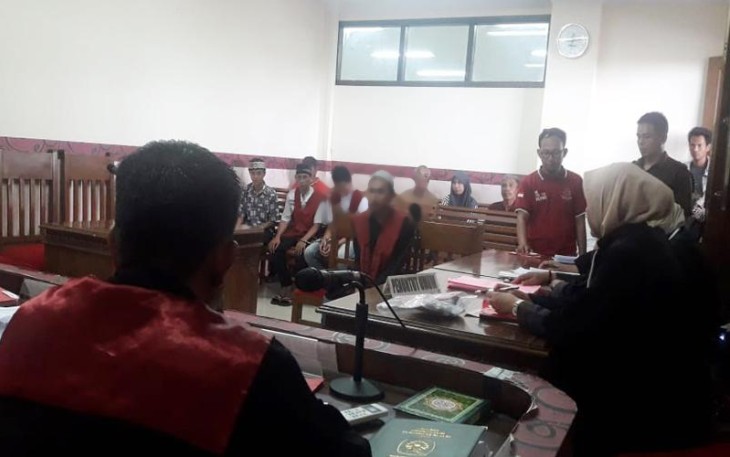 Sidang pembacaan tuntutan tehadap terdakwa kasus pencabulan di PN Bengkulu, Senin (11/02/2019)