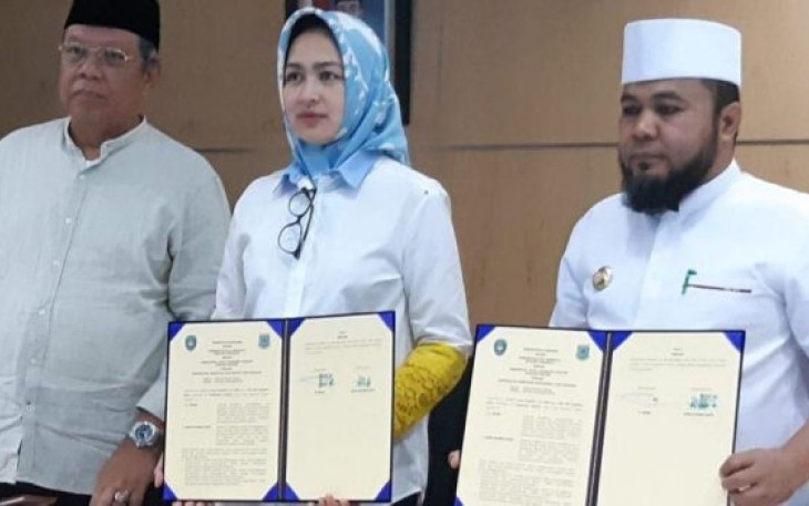 Wali Kota Bengkulu Helmi Hasan dan Wali Kota Tanggerang Selatan Airin Rachmi Diany