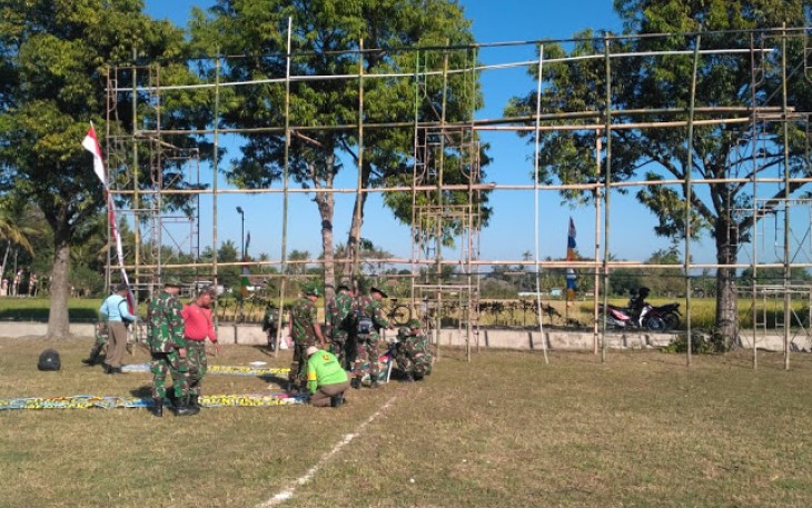 Personil TMMD Reguler 105 Tahun 2019 Kodim 0723 Klaten Bersama Seluruh Komponen Masyarakat Persiapkan Lapangan 