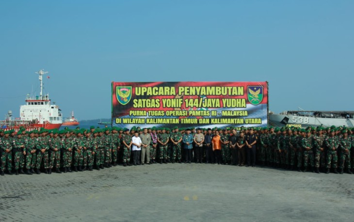 Satgas Pamtas Disambut Pangdam II Sriwijaya