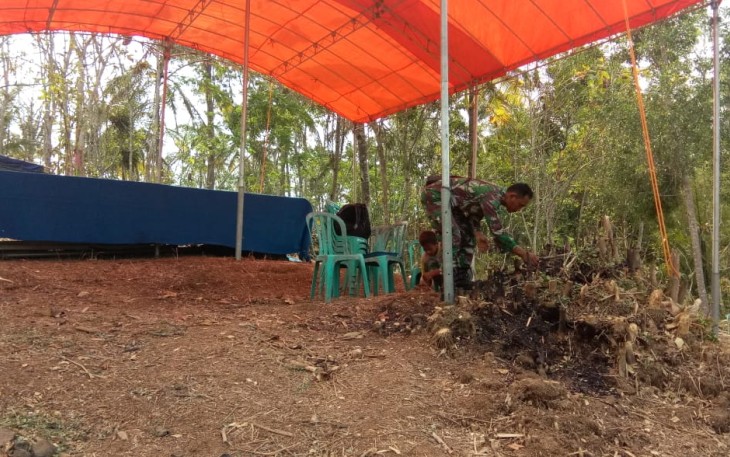 Tenda Untuk Lomba Mancing di Pra TMMD 106 Cilacap Sudah Berdiri Kokoh