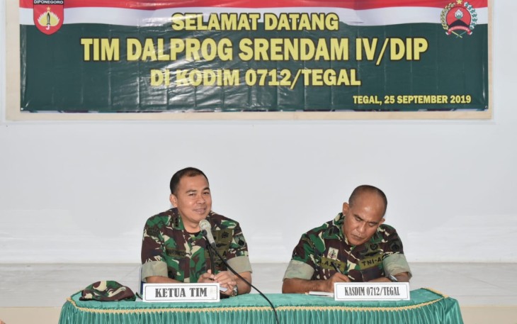 Kodim 0712/Tegal Terima Kunjungan Tim Dalprog Kodam IV/Diponegoro