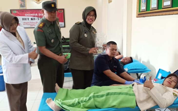 Donor darah Kodim 0505/JT Dalam rangka HUT Kesad ke 74