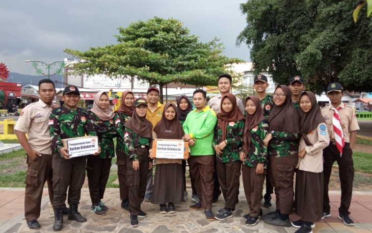 Anggota Saka Wira Kartika Binaan Koramil Tersono Galang Dana Bantu Korban Kebakaran