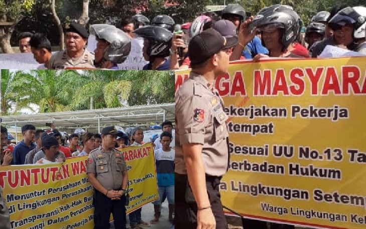 Warga Babatan Lakukan Aksi Demo Dikawal Pihak Kepolisian 