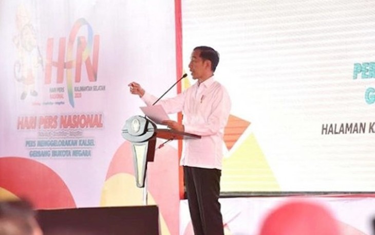 Presiden Joko Widodo saat memberikan sambutan