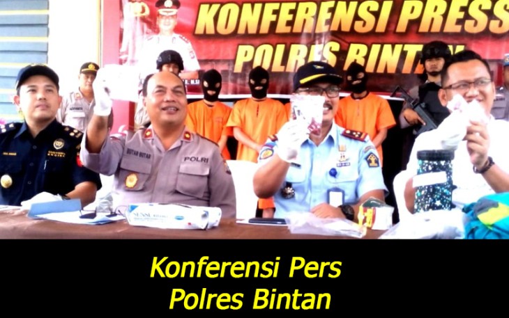 Polres Bintan ekpos tersangka dan barang bukti 