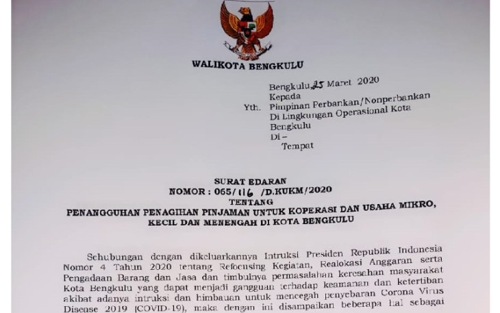 Surat Edaran Wali Kota Bengkulu 