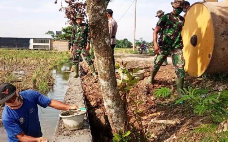 Lima Persen Lagi Talud TMMD Reguler Pekalongan di Dukuh Jlubang Selesai