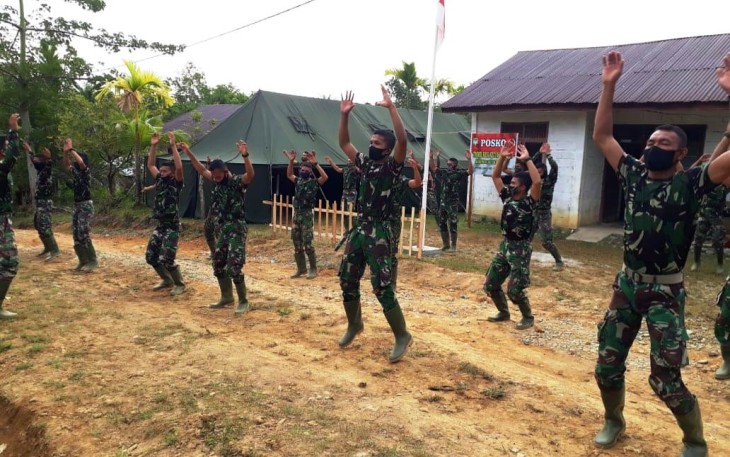 Satgas TMMD Reg 108 Kodim 0105/Abar Teriakan Horsa Horsa