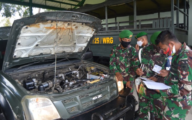 Yonif 725/Woroagi Gelar Pemeriksaan Kendaraan Dinas Dan Kendaraan Pribadi