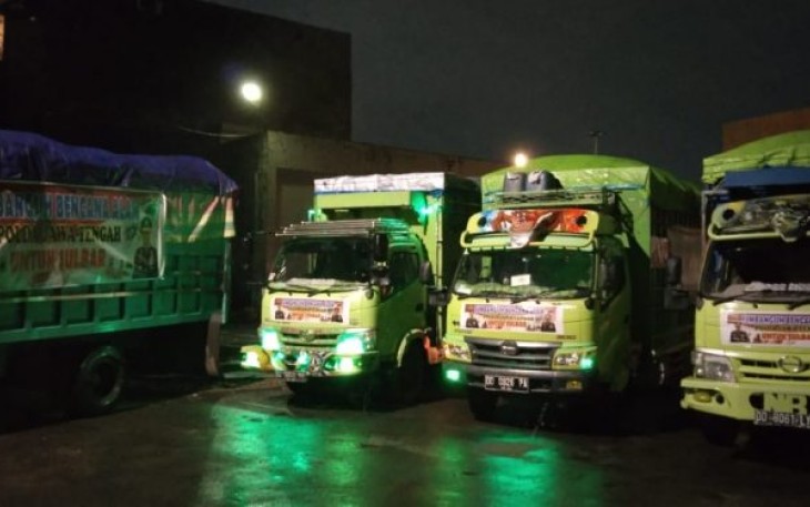 4 Truck Bantuan Untuk Korban Gempa di Sulawesi Barat dari Dirlantas Polda Jateng