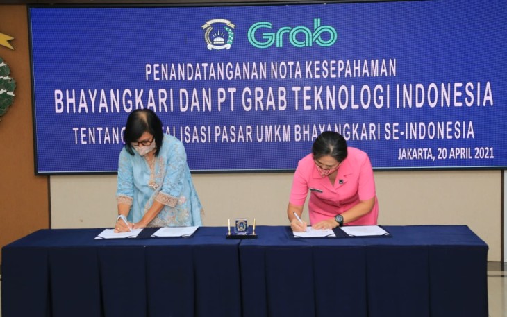 Bhayangkari dan PT Grab Teknologi Indonesia menandatangani Memorandum of Understanding (MoU) terkait dengan digitalisasi pasar untuk usaha mikro, kecil, dan menengah (UMKM) Bhayangkari di seluruh Indonesia.