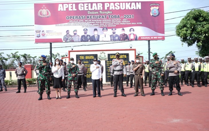 Polres Asahan Laksanakan Apel Gelar Pasukan Operasi Ketupat Toba 2021