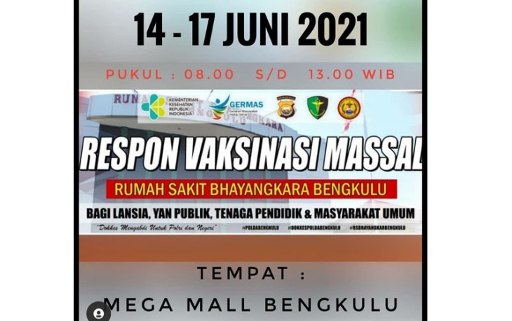 RS Bhayangkara Laksanakan Vaksin Masal Gratis di Mega Mall