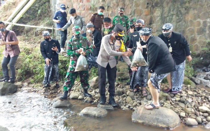 Pelepasan bibit ikan di sungai branjang