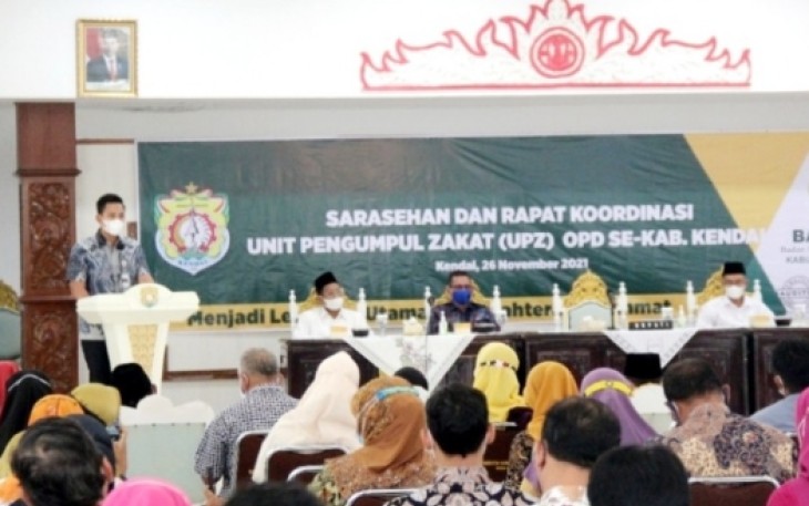 Bupati Kendal memberikan sambutan saat BAZNAS menggelar rakor. Jum'at 26/11/2021