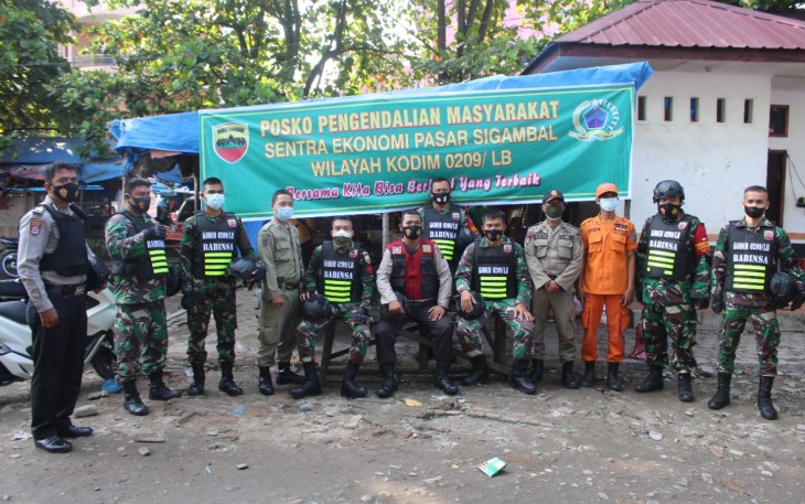 Kodim 0209/LB Gelar Patroli Imbauan PPKM Di Seputaran Rantauprapa
