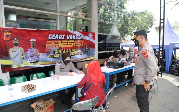 Gelar Gerai Vaksin di Taman Kota, Polres Tasikmalaya Kota Kejar Target 