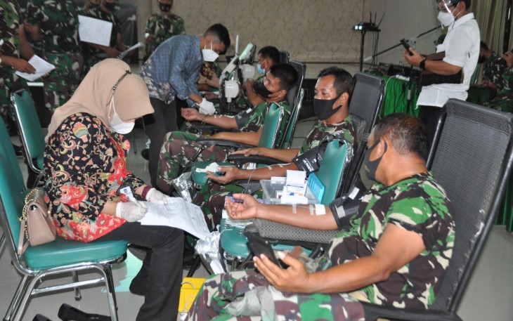 Satuan Jajaran Korem 033/Wira Pratama Gelar Donor Darah