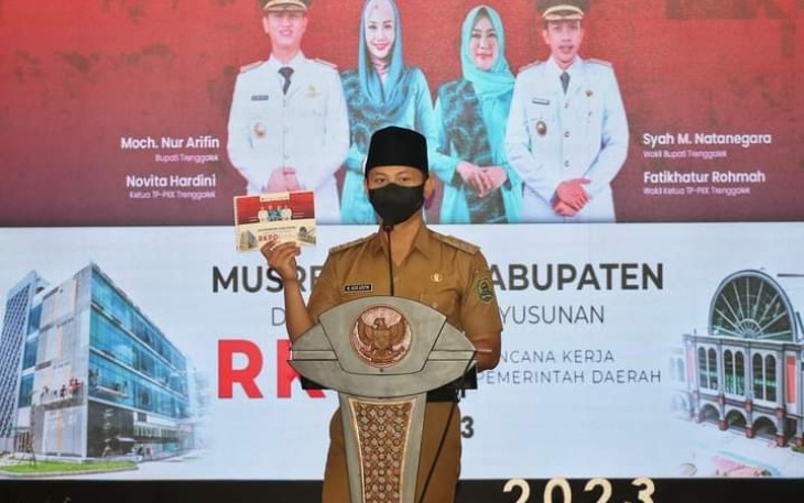 Bupati Trenggalek, Mochamad Nur Arifin, saat membuka Musrenbang di Pendopo Manggala Praja Nugraha, Trenggalek, Selasa (29/3/2022).
