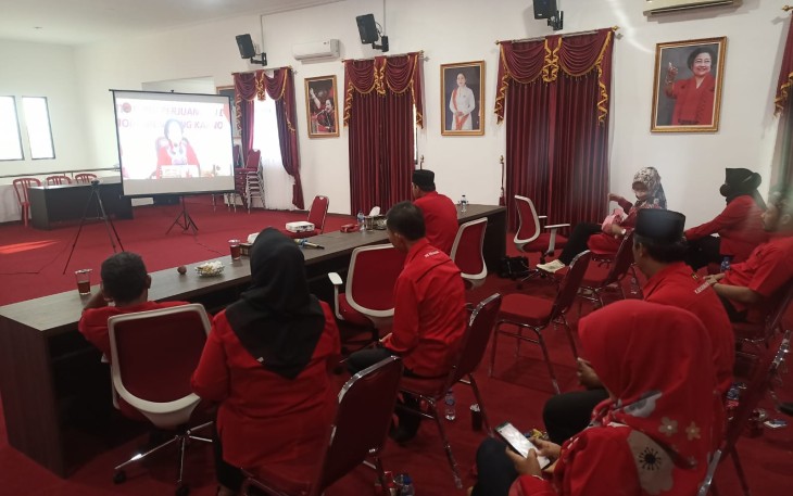 Peresmian kantor DPC PDI Perjuangan Kabupaten Karanganyar secara virtual oleh Megawati Soekarnoputri, Rabu (24/8/2022).