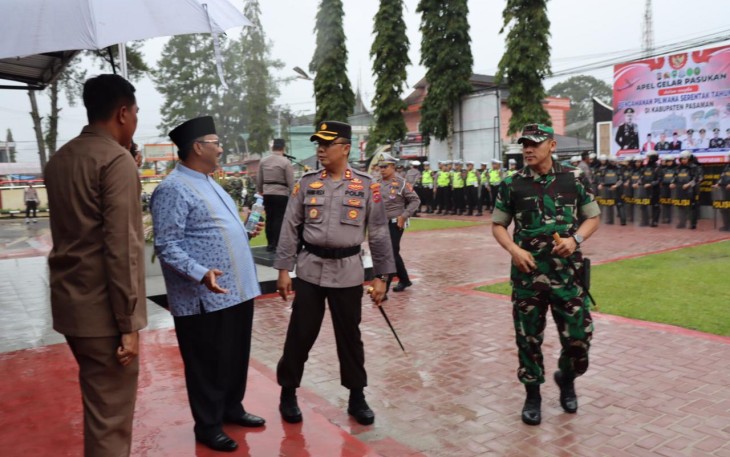 Polres Pasaman saat Gelar Apel Pasukan Pengamanan Pelaksanaan Pemilihan Wali Nagari