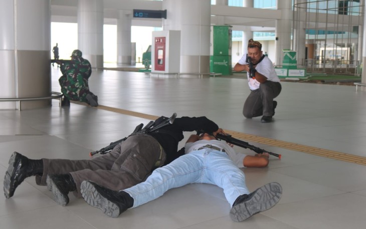 Prajurit Lanud Sugiri Sukani saat Ikuti Latihan Terintegrasi Perang Semesta