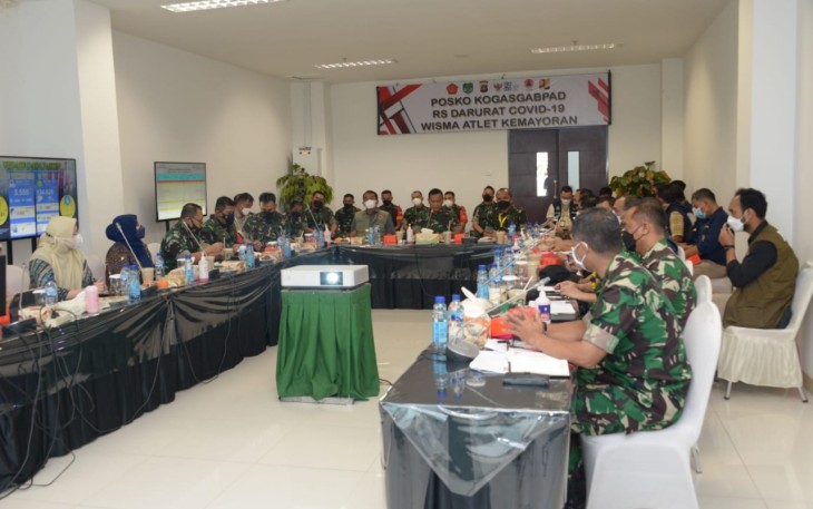 Pangkogasgabpad Mayjen TNI Untung Budiharto dan Staf Jajaran kogasgabpad melaksanakan rapat koordinasi (Rakor) bertempat di wisma atlit Kemayoran Jakarta Pusat, Sabtu (29/1/2022).