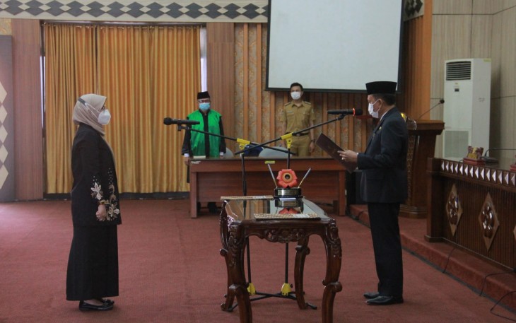 Selasa pagi (5/4), saat pelantikan dr. Anjani Wahyu Wardani sebagai Direktur RSUD M. Yunus Bengkulu. 
