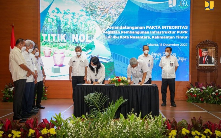 Kementerian PUPR Tandatangani Pakta Integritas Kegiatan Pembangunan Infrastruktur IKN, Kamis (15/12/2022). 