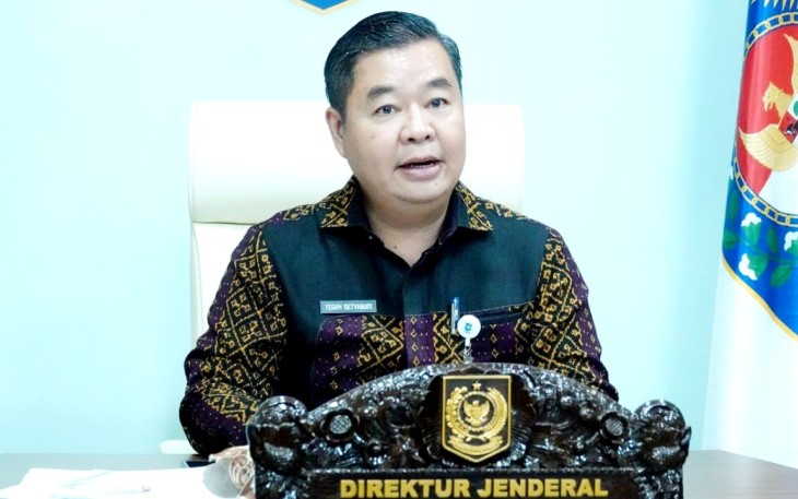 Dirjen Bangda Kemendagri Teguh Setyabudi saat memberikan arahan kepada pemerintah daerah dalam sosialisasi Peraturan Presiden Nomor 111 Tahun 2022 tentang Pelaksanaan Pencapaian Tujuan pembangunan Berkelanjutan (TPB/SDGs).