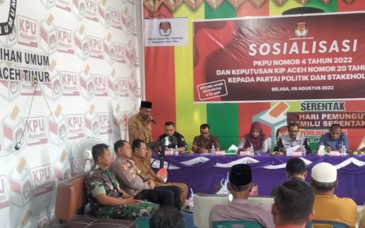 KIP Aceh Timur saat Sosialisasi PKPU Nomor 4 Tahun 2022 dan Keputusan KIP Aceh Nomor 20 Tahun 2022 kepada Parpol dan Stakeholder