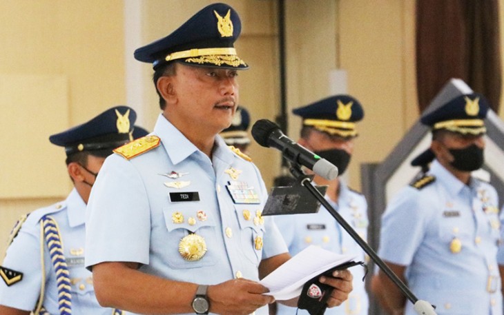 Pangkoopsud I Marsda TNI Ir. Tedi Rizalihadi S., M.M., saat memimpin langsung acara Sertijab, Jumat (2-09-2022).
