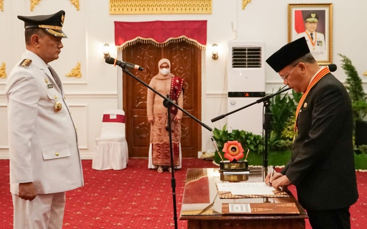 Prosesi Pelantikan Heriyandi Roni sebagai Penjabat (Pj) Bupati Bengkulu Tengah (Benteng), di Balai Raya Semarak Bengkulu, Rabu (25/05).
