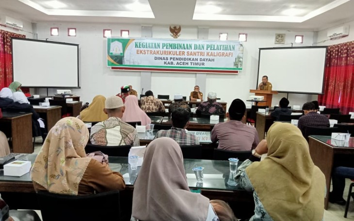 Pembukaan Pembinaan dan Pelatihan Ekstra Kurikuler Kaligrafi Kabupaten Aceh Timur, , Rabu (12/10/2022).