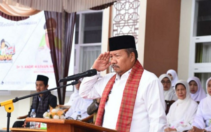 Bupati Agam DR. Andri Warman, M.M menjadi Inspektur upacara peringatan Hari Santri di Pondok Pesantren Sumatra Thawalib Parabek.