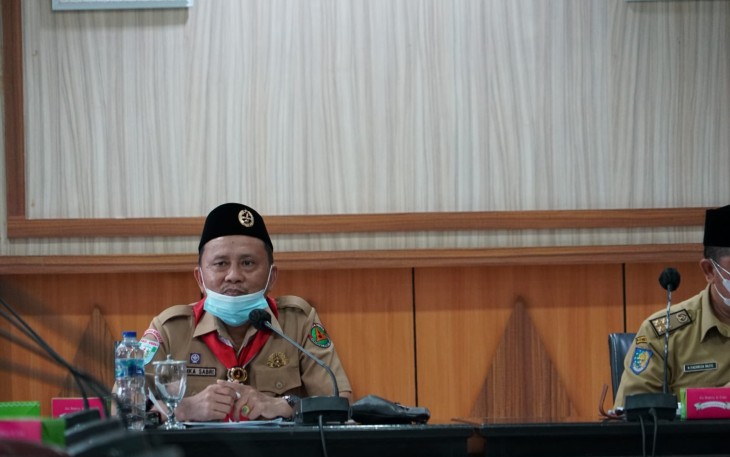 Sekda Provinsi Bengkulu, Hamka Sabri, saat rapat evaluasi tahap pertama terhadap progres penggunaan dana Dekon/TP) dan DAK TA 2022