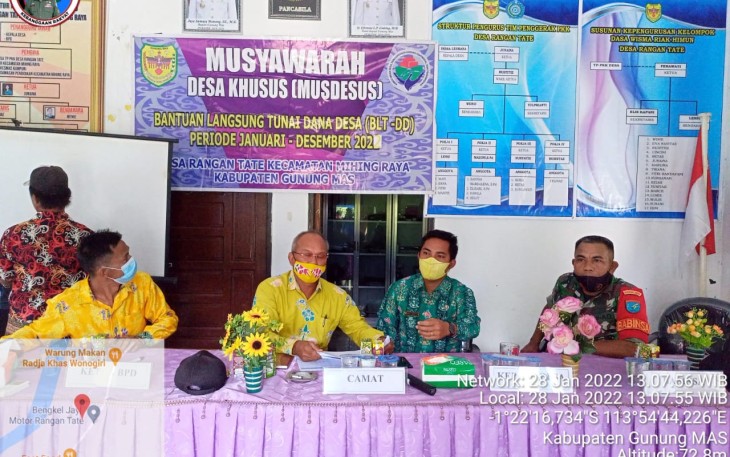 Musdesus Validasi dan Vinalisasi masyarakat Penerima BLT DD Periode Januari - Desember, Jumat (28/1/2022) di Aula Posyandu, Desa Rangan Tate 