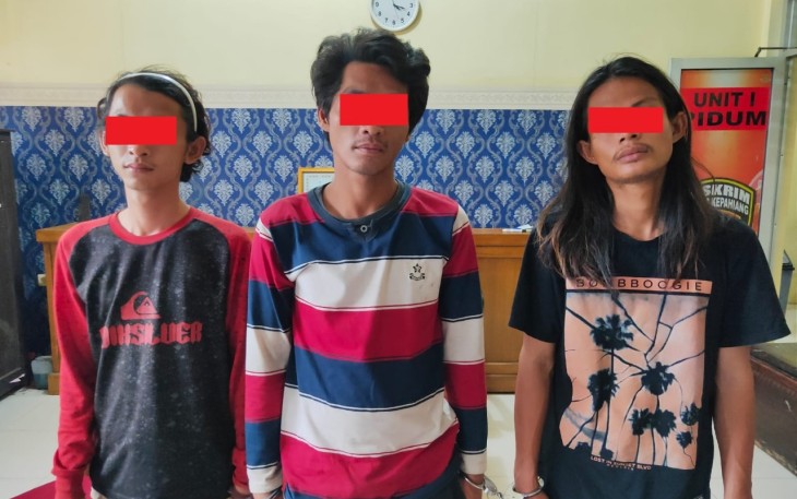 Tiga terduga pelaku tindak pidana pengancaman