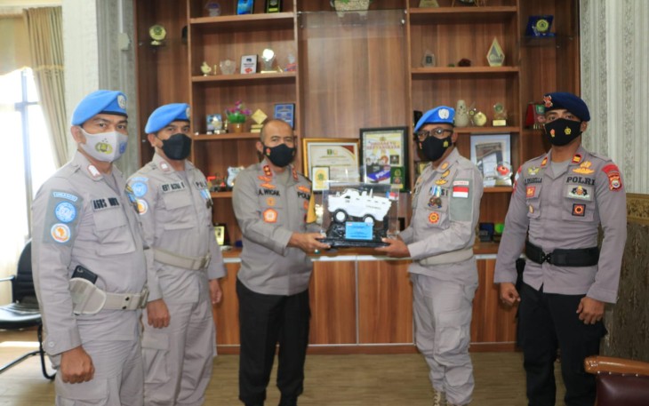 Penyambutan Tiga Anggota Selesai Penugasan FPU Sudan-Afrika di Mapolda Bengkulu