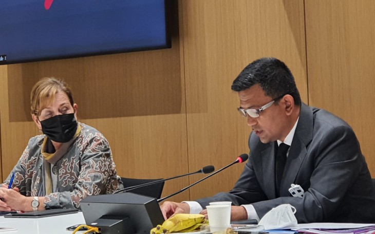 Rektor Unhan RI saat memaparkan Biodefense di WHO. Kamis (21/4/2022)