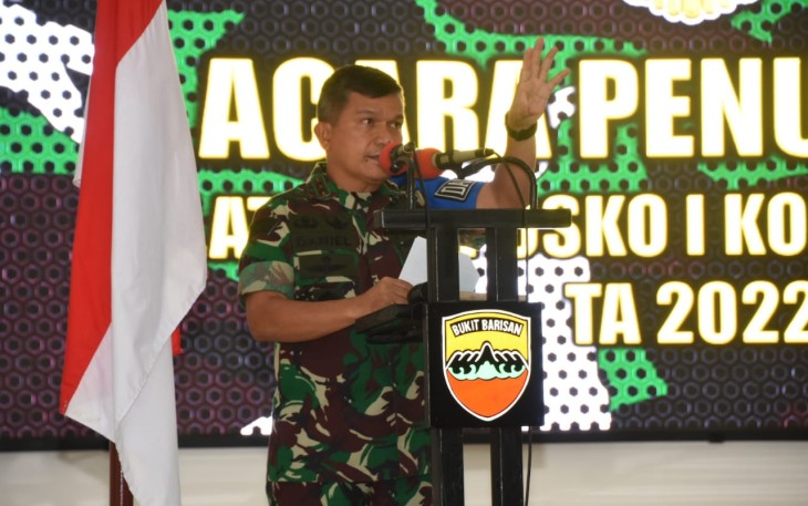 Pangdam I/BB memberikan arahan dalam penutupan latihan Posko I Korem 023/KS. Rabu (27/4/2022)