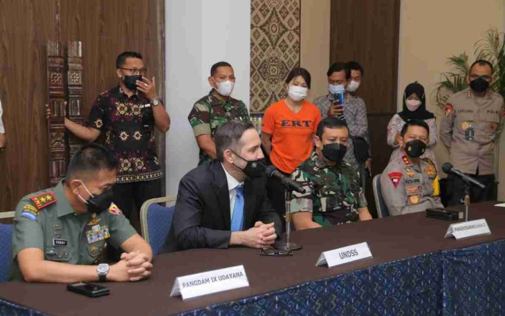 Pangdam IX/Udayana saat mengikuti press conference acara GPDRR 2022 di Nusa Dua Bali. Rabu (27/4/2022)